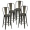 30 Inch Set of 4 High Back Stackable Metal Bar Stools with Removable Backrest and Footrest